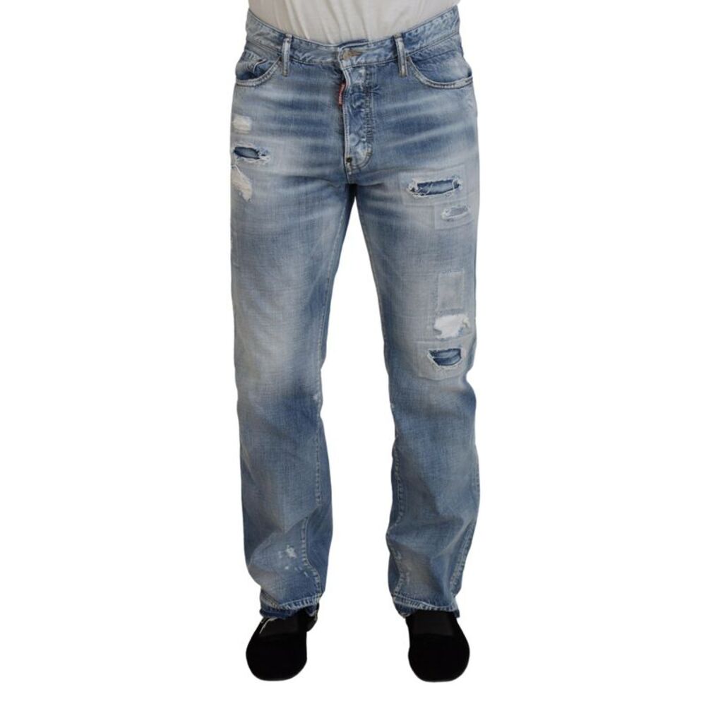 Dsquared² Blue Washed Straight Fit Men Casual Denim Men's Jeans (Pre-Owned)